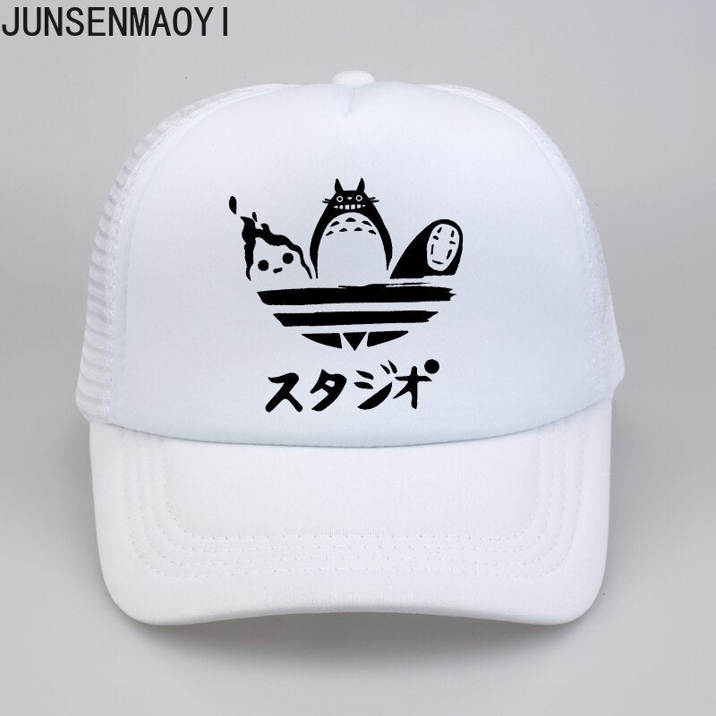 Cartoon Totoro Spirited Away Baseball Caps No Face Faceless Man snapback hats Women Anime mesh trucker cap Parent-child Sun Hat