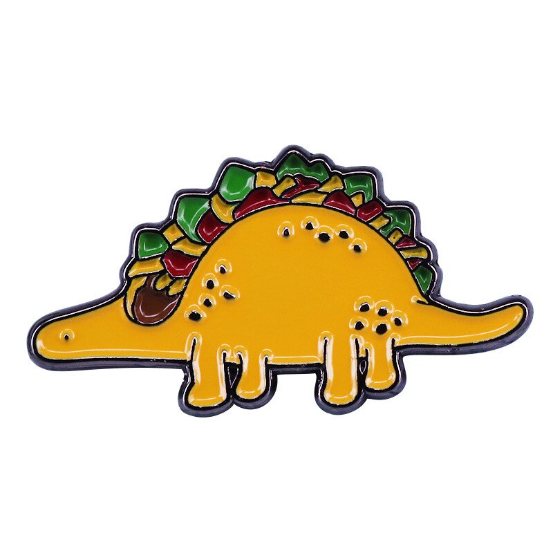 Cute burrito dinosaur brooch vegan badge funny animal accessory