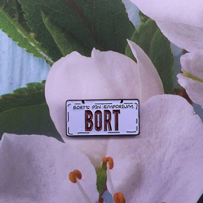 Cute Bort License Plate Brooch 90s Nostalgic Anime Inspiration Badge