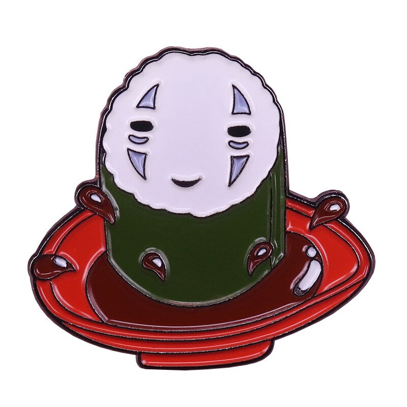 Faceless male sushi brooch creative food mashup badge