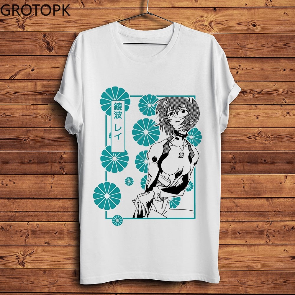 JAPAN anime Rei Ayanami Evangelion funny t shirt men new White casual short sleeve tshirt homme manga unisex streetwear t-shirt