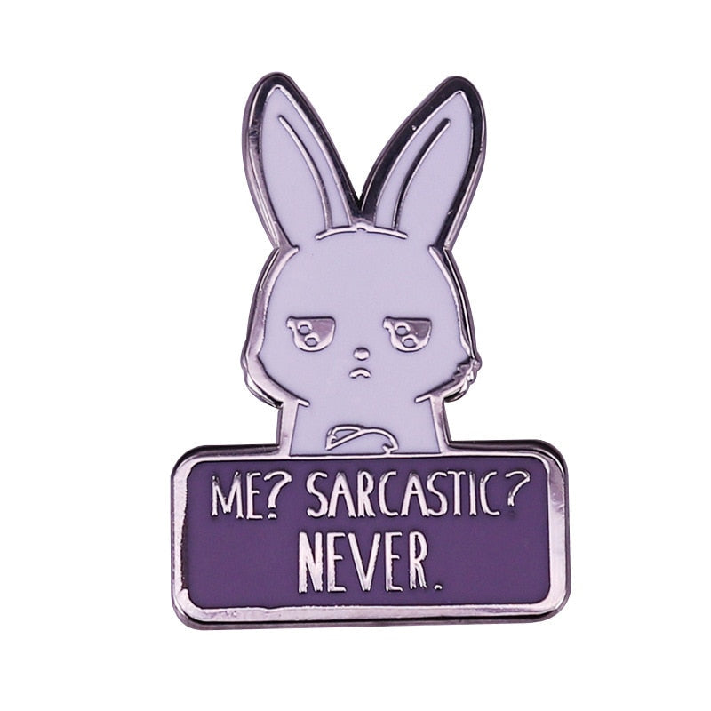 Me? Satire? There has never been a rabbit brooch cute feminist badge funny ironic rabbit gift