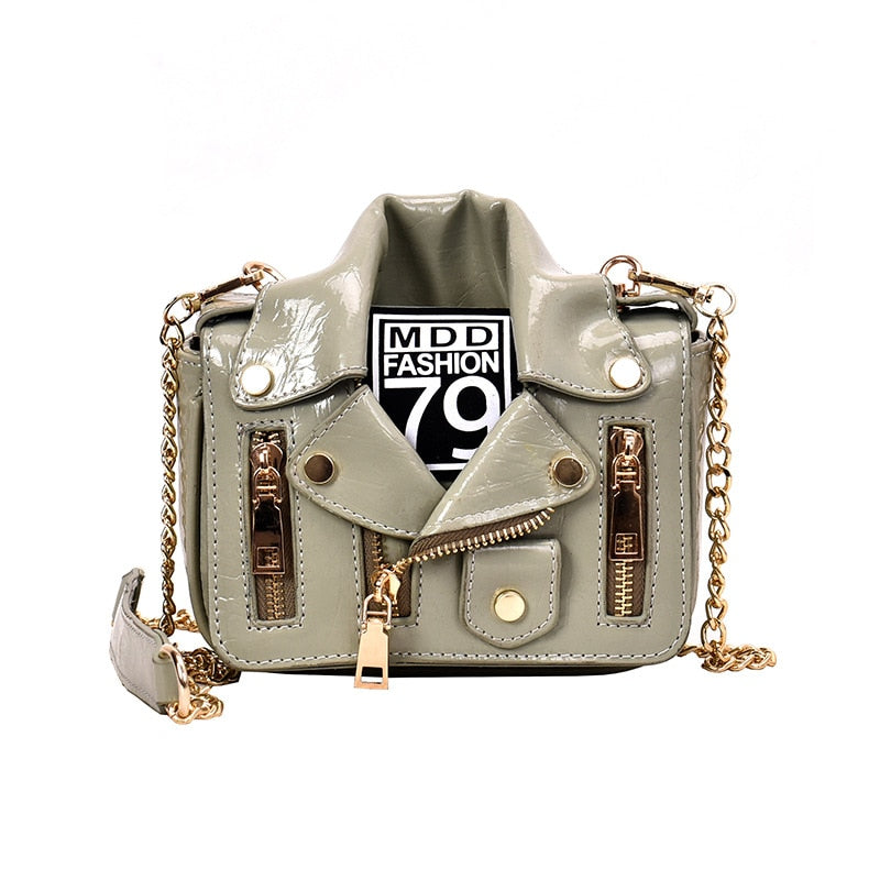 European Brand Design Chain Motorcycle Bags Women Clothing Shoulder Rivet Zipper