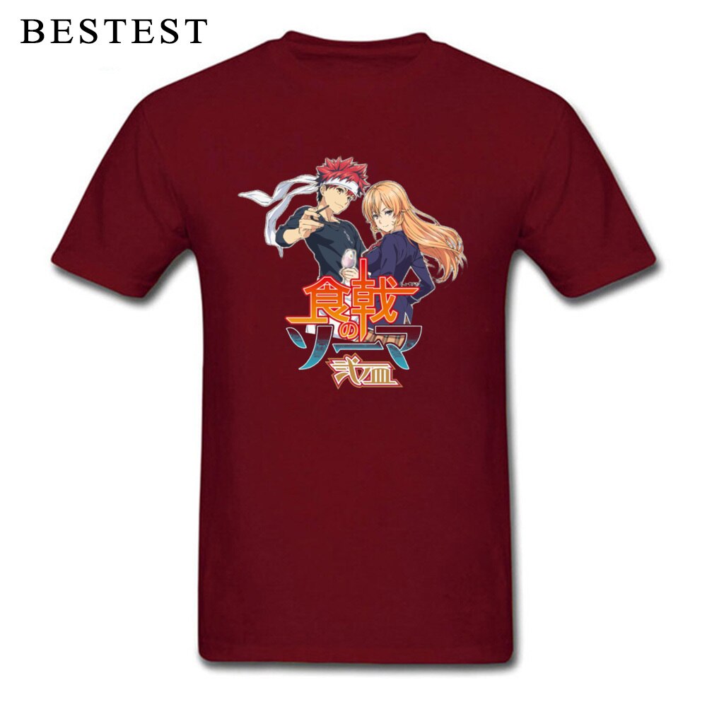 Anime T-shirt Food Wars! Shokugeki no Soma Men T Shirt Chef Cooker Tops Tees Cotton Summer Cool Black Tshirt Japan Style