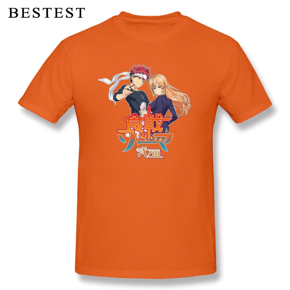 Anime T-shirt Food Wars! Shokugeki no Soma Men T Shirt Chef Cooker Tops Tees Cotton Summer Cool Black Tshirt Japan Style