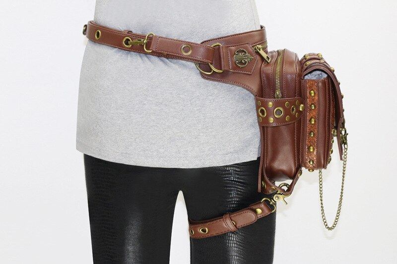 Ladies Pockets Retro Messenger Bag Punk Mujer Femme Women Shoulder Bag Men Hombre Womens High Quality PU Leather Travel Leg Bag