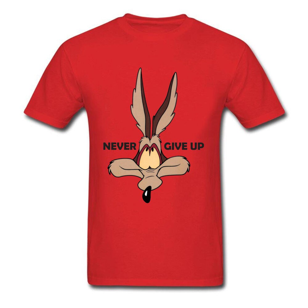 Fox Tops Wolf Tees Men Green Tshirt Coyote Never Give Up Funny T Shirt Latest Cartoon Print T-shirts Cotton Team Clothes Custom