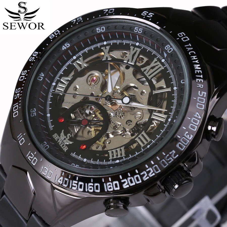 Luxury Brand sports Business Men Wrist Watches Automatic Mechanical Gold Watch Military stainless steel Skeleton Watches reloj