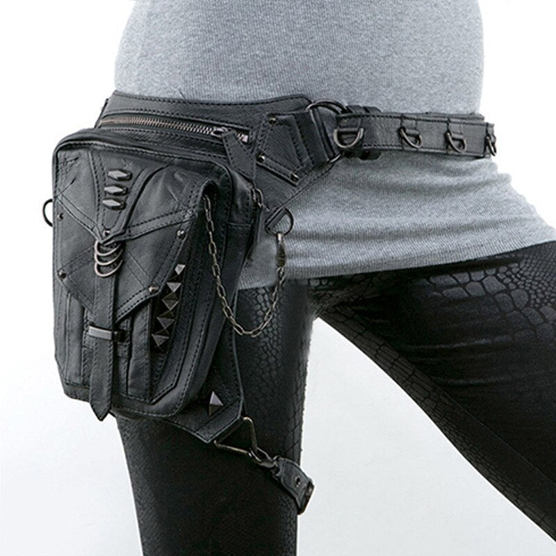 Ladies Pockets Retro Messenger Bag Punk Mujer Femme Women Shoulder Bag Men Hombre Womens High Quality PU Leather Travel Leg Bag