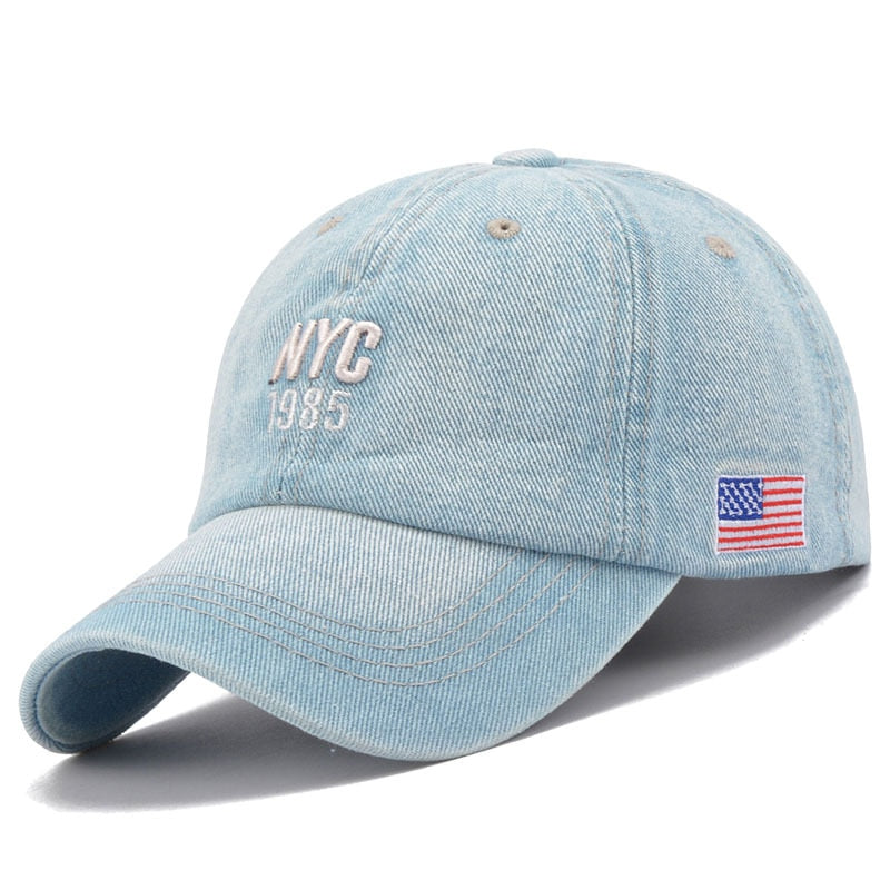 New Brand NYC Denim Baseball Cap Men Women Embroidery Letter Jeans Snapback Hat