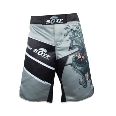 SOTF men's Japanese warrior Gray sports fitness angle pants Tiger Muay Thai boxing shorts mma short kickboxing  boxeo pretorian