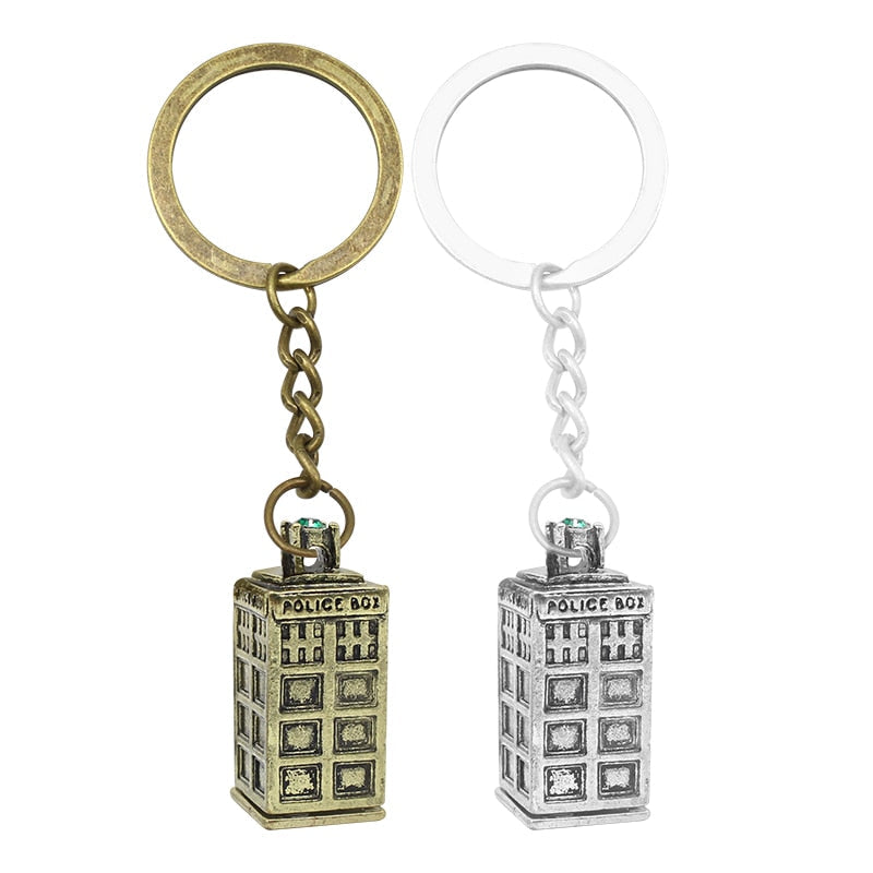 2019 Vintage Dr. Mysterious Keychains Doctor Who Tardis Telephone Booth Key Holder Police Box House Key Chain Ring Movie Jewelry