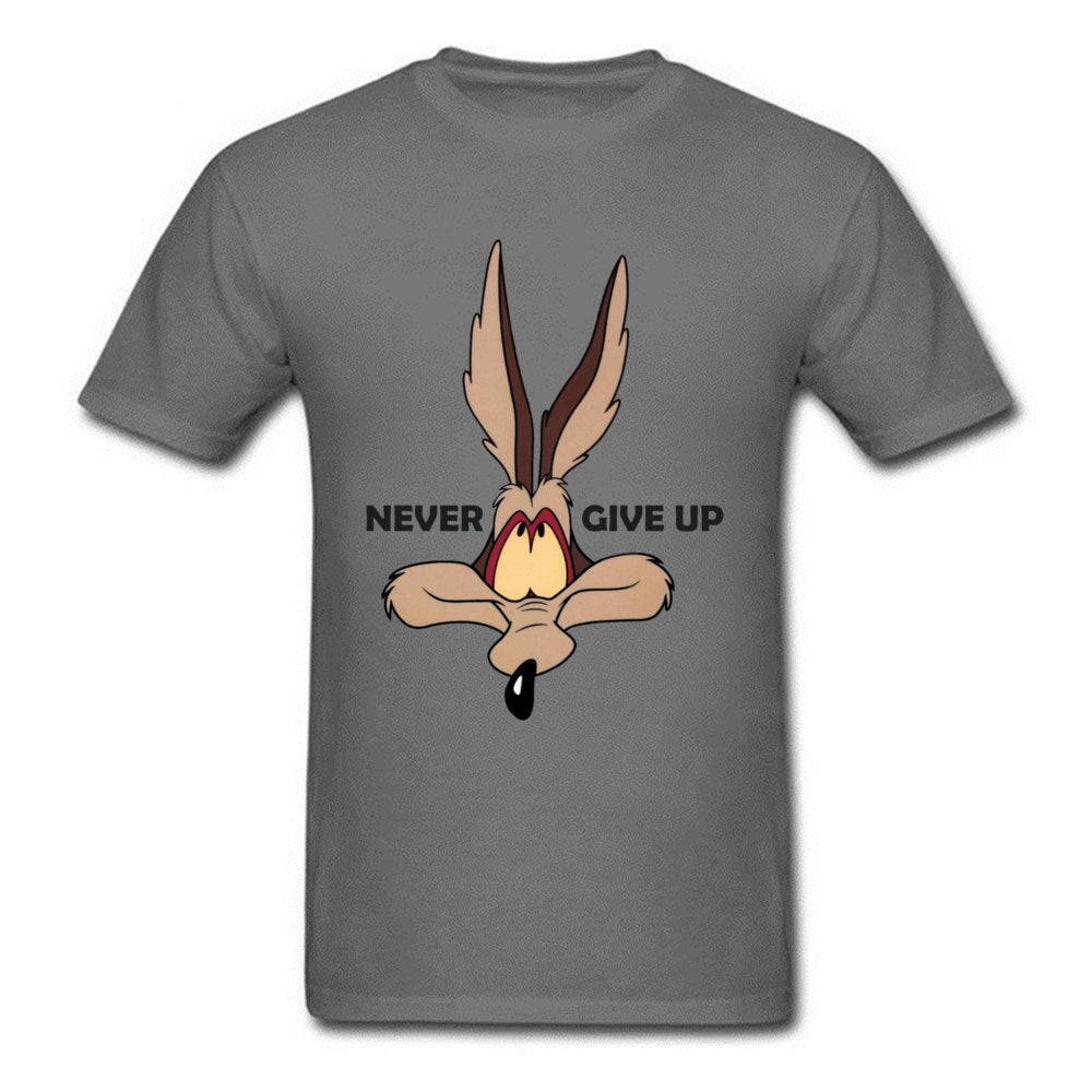 Fox Tops Wolf Tees Men Green Tshirt Coyote Never Give Up Funny T Shirt Latest Cartoon Print T-shirts Cotton Team Clothes Custom