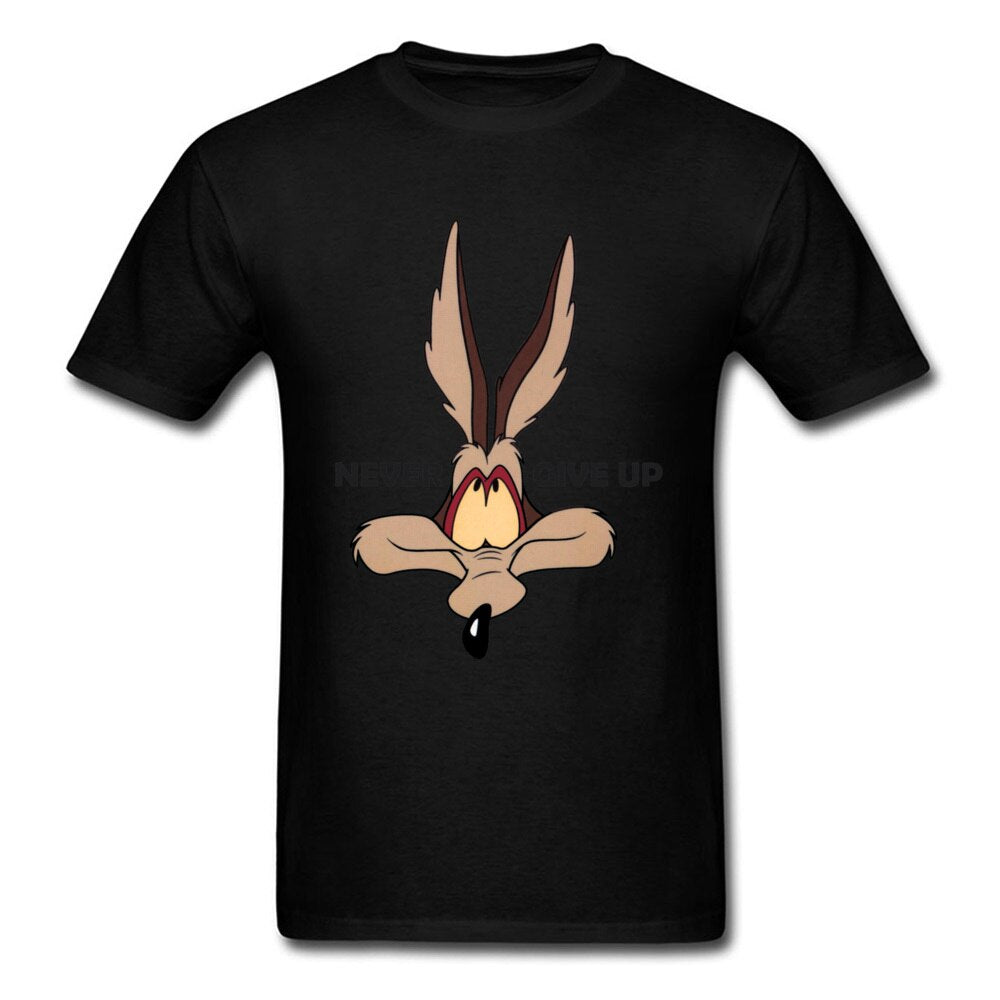 Fox Tops Wolf Tees Men Green Tshirt Coyote Never Give Up Funny T Shirt Latest Cartoon Print T-shirts Cotton Team Clothes Custom