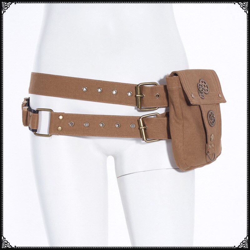 Lady Pockets Retro Waistbag Messenger Bag Punk Mujer Femme Women Hiking Waist Bag Womens High Quality PU Leather Travel Leg Bag