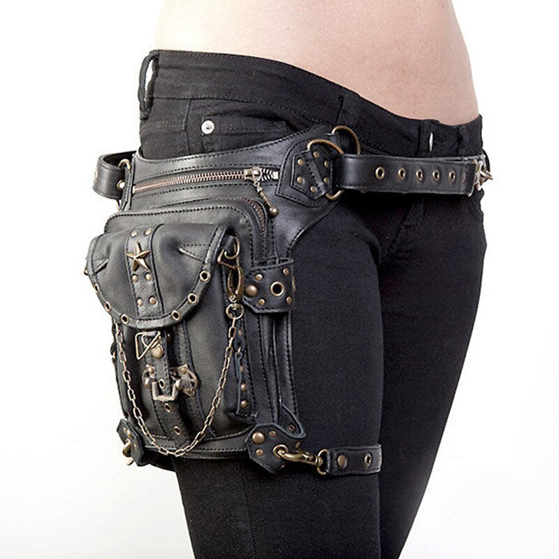 Ladies Pockets Retro Messenger Bag Punk Mujer Femme Women Shoulder Bag Men Hombre Womens High Quality PU Leather Travel Leg Bag