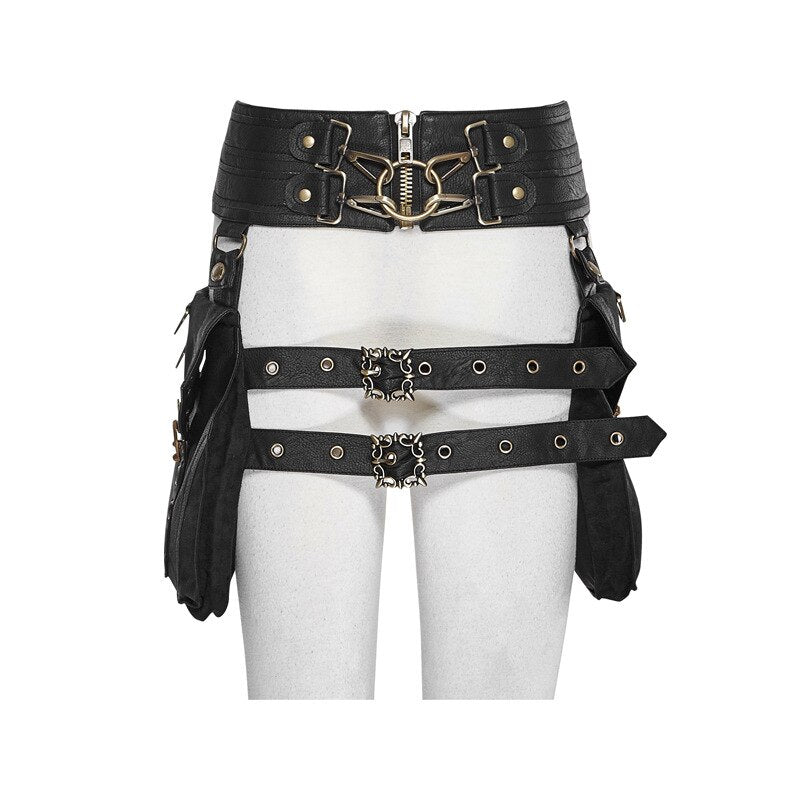 Lady Pockets Waistbag Messenger Bag Unisex Punk Mujer Femme Women Hiking Waist Bag Men's High Quality PU Leather Travel Leg Bag