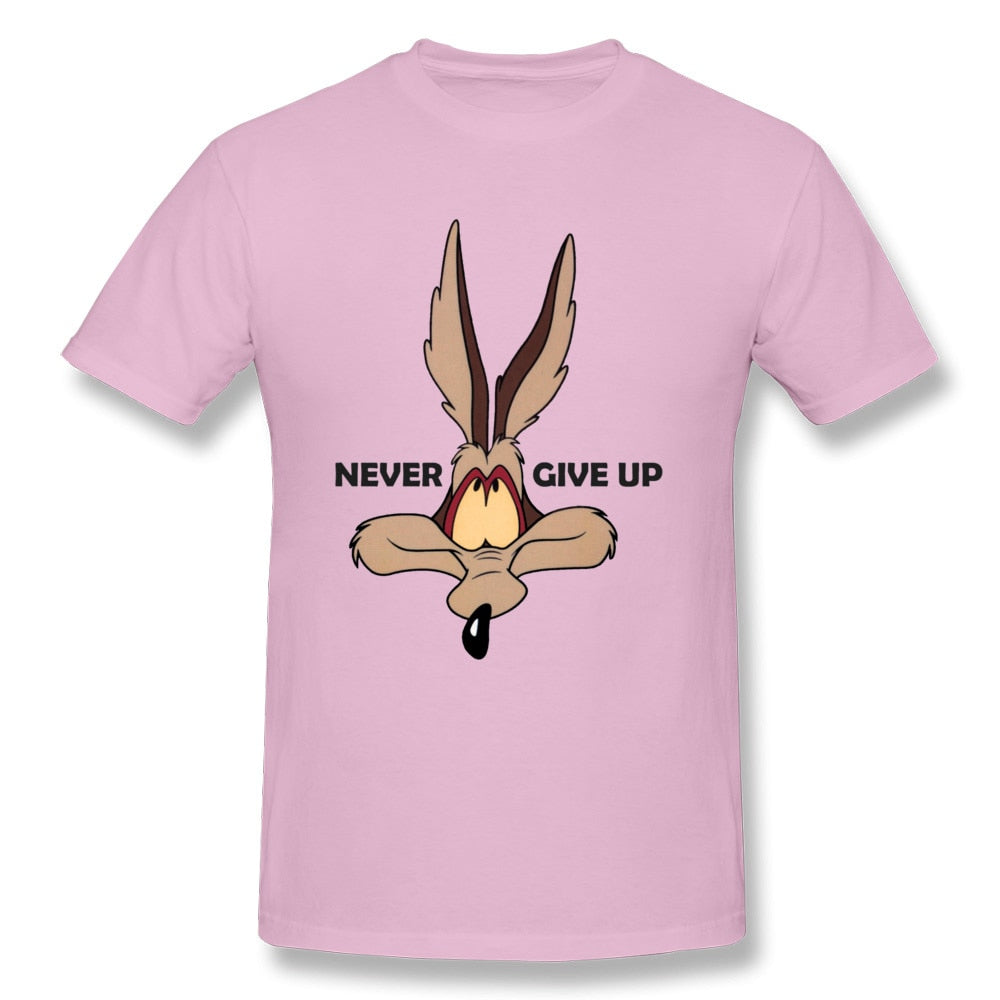 Fox Tops Wolf Tees Men Green Tshirt Coyote Never Give Up Funny T Shirt Latest Cartoon Print T-shirts Cotton Team Clothes Custom