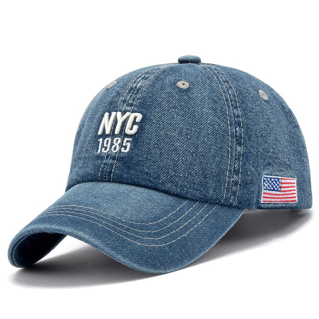 New Brand NYC Denim Baseball Cap Men Women Embroidery Letter Jeans Snapback Hat