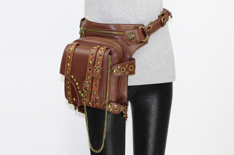 Ladies Pockets Retro Messenger Bag Punk Mujer Femme Women Shoulder Bag Men Hombre Womens High Quality PU Leather Travel Leg Bag