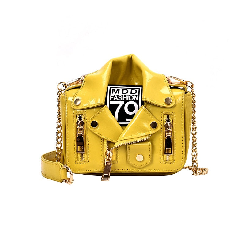 European Brand Design Chain Motorcycle Bags Women Clothing Shoulder Rivet Zipper