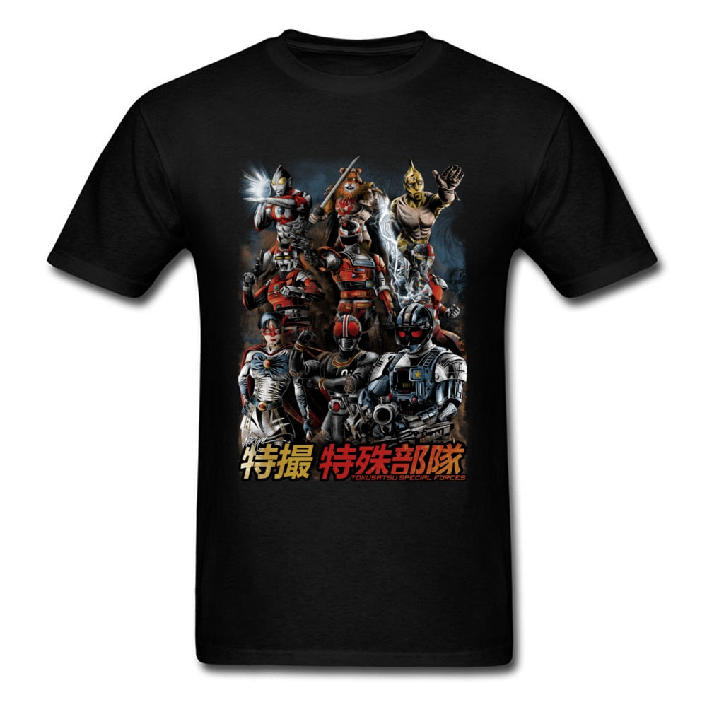 Tokusatsu Special Forces T-shirt Cool Men Clothing Summer T Shirt Japan Style Tshirt Anime Printed Tops Vintage Tees