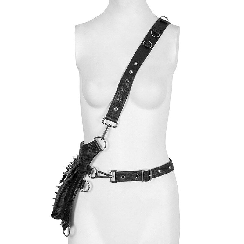 Lady Pockets Waistbag Messenger Bag Punk Mujer Women Hiking Waist Bag Womens High Quality Genuine Leather Travel Riding Leg Bag