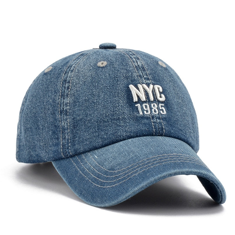 New Brand NYC Denim Baseball Cap Men Women Embroidery Letter Jeans Snapback Hat