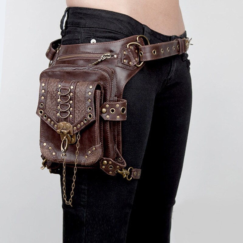 Ladies Pockets Retro Messenger Bag Punk Mujer Femme Women Shoulder Bag Men Hombre Womens High Quality PU Leather Travel Leg Bag