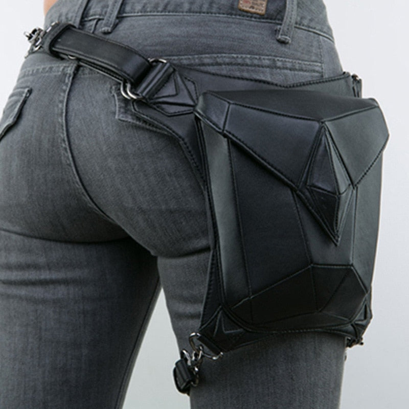 Lady Pockets Retro Messenger Bags Punk Vintage Steampunk Crossbody Women Shoulder Waistbag Men Hombre Skull Rivet Travel Leg Bag