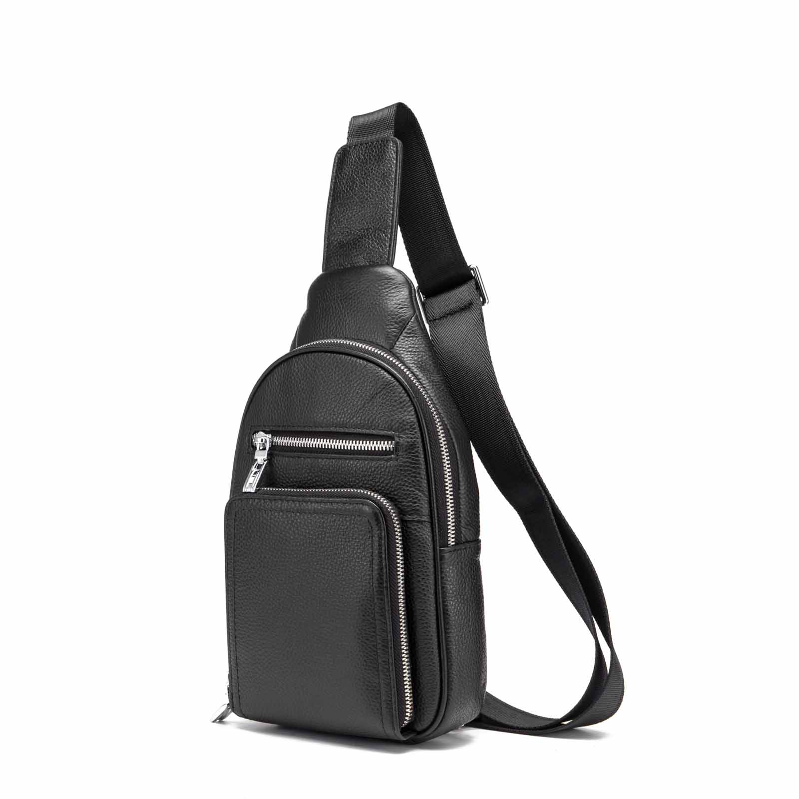 Men Quality Leather Casual Triangle Chest Sling Bag 8" Tablet Design One Shoulder Bag Fashion Crossbody Bag Daypack Male 0729