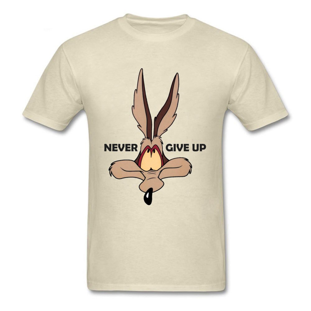 Fox Tops Wolf Tees Men Green Tshirt Coyote Never Give Up Funny T Shirt Latest Cartoon Print T-shirts Cotton Team Clothes Custom
