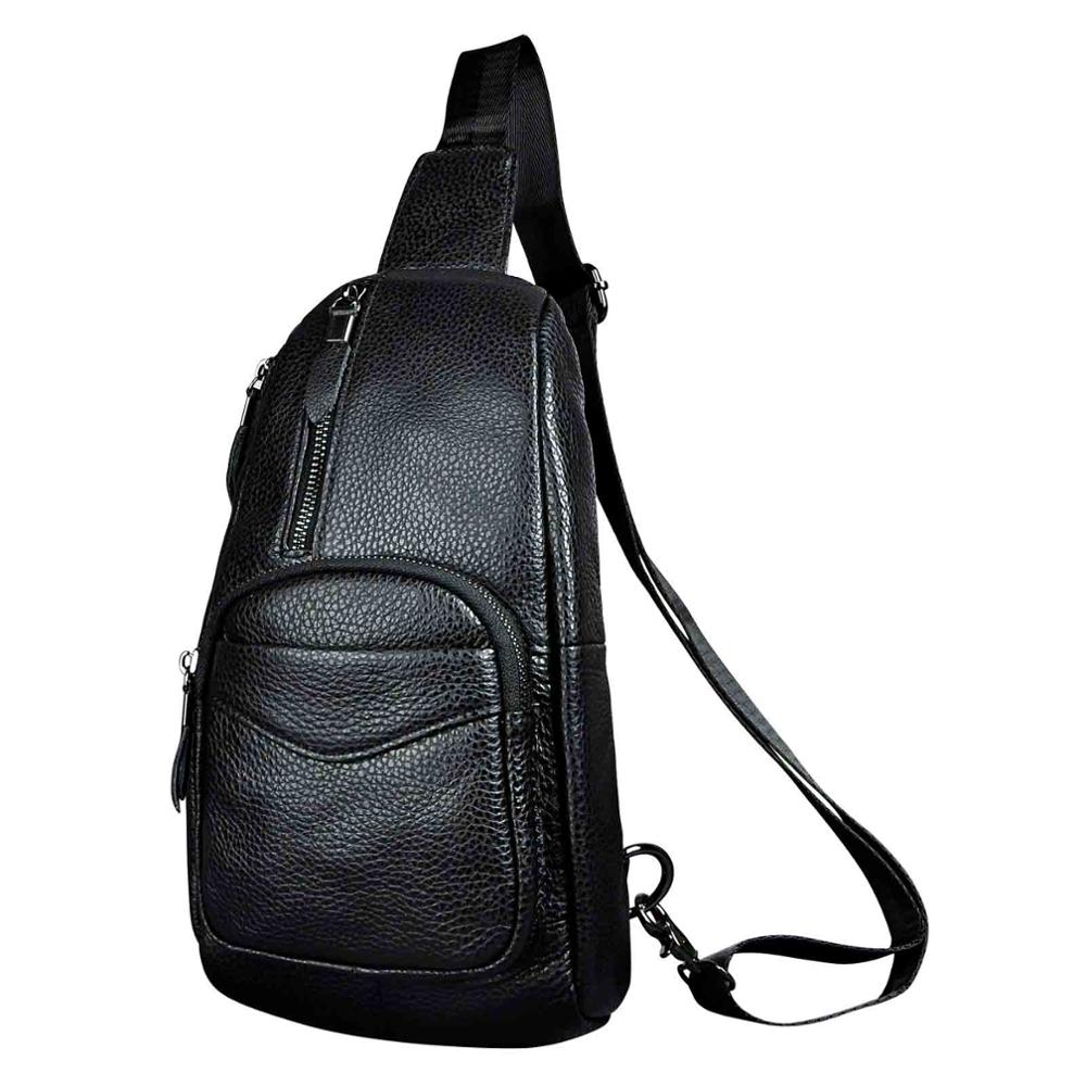 Men Real Leather Casual Chest Bag Sling Bag Design One Shoulder Bag Fashion Crossbody Bag Male 8012