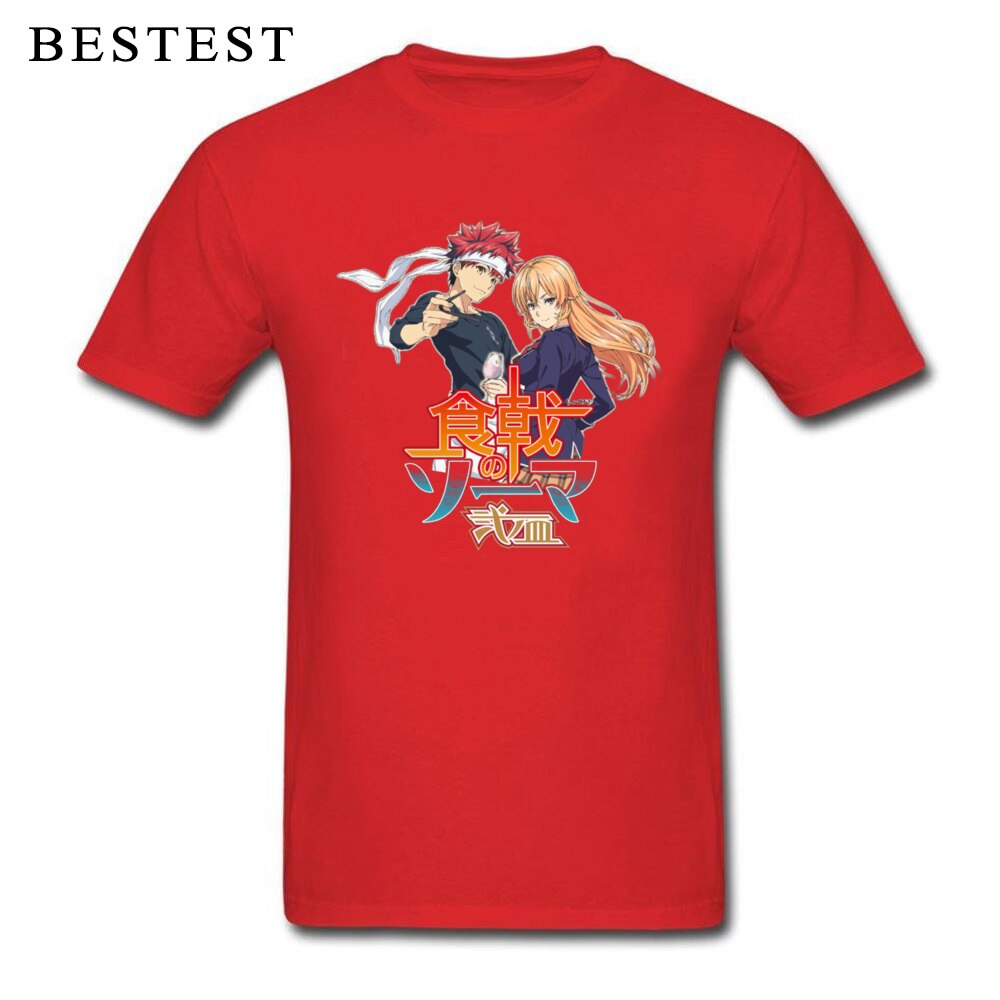Anime T-shirt Food Wars! Shokugeki no Soma Men T Shirt Chef Cooker Tops Tees Cotton Summer Cool Black Tshirt Japan Style