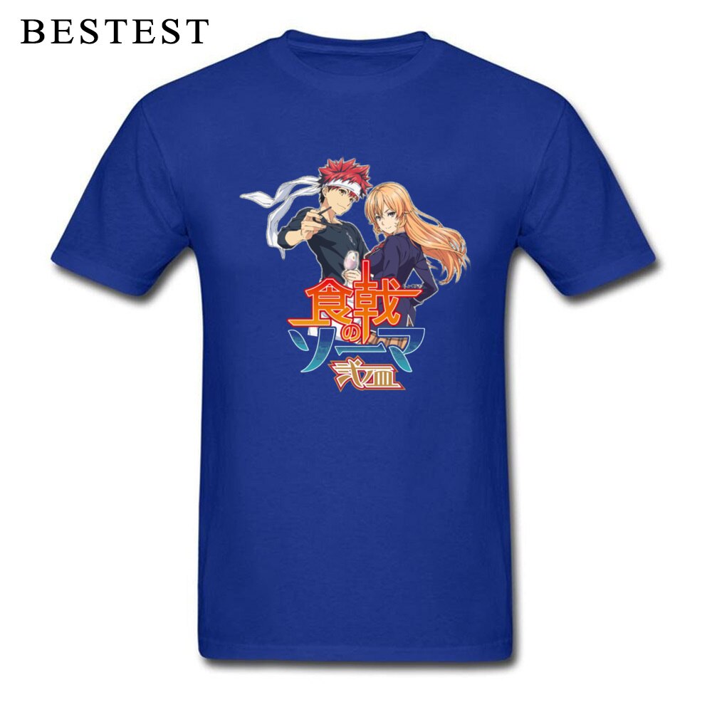 Anime T-shirt Food Wars! Shokugeki no Soma Men T Shirt Chef Cooker Tops Tees Cotton Summer Cool Black Tshirt Japan Style