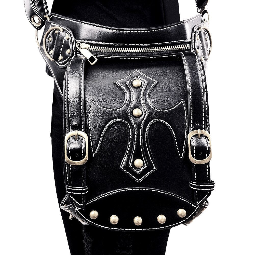 Lady Pockets Retro Waistbag Messenger Bag Punk Mujer Femme Women Hiking Crossbody Bag Womens High Quality Leather Travel Leg Bag