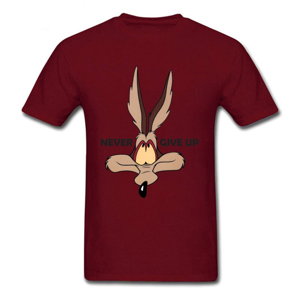Fox Tops Wolf Tees Men Green Tshirt Coyote Never Give Up Funny T Shirt Latest Cartoon Print T-shirts Cotton Team Clothes Custom