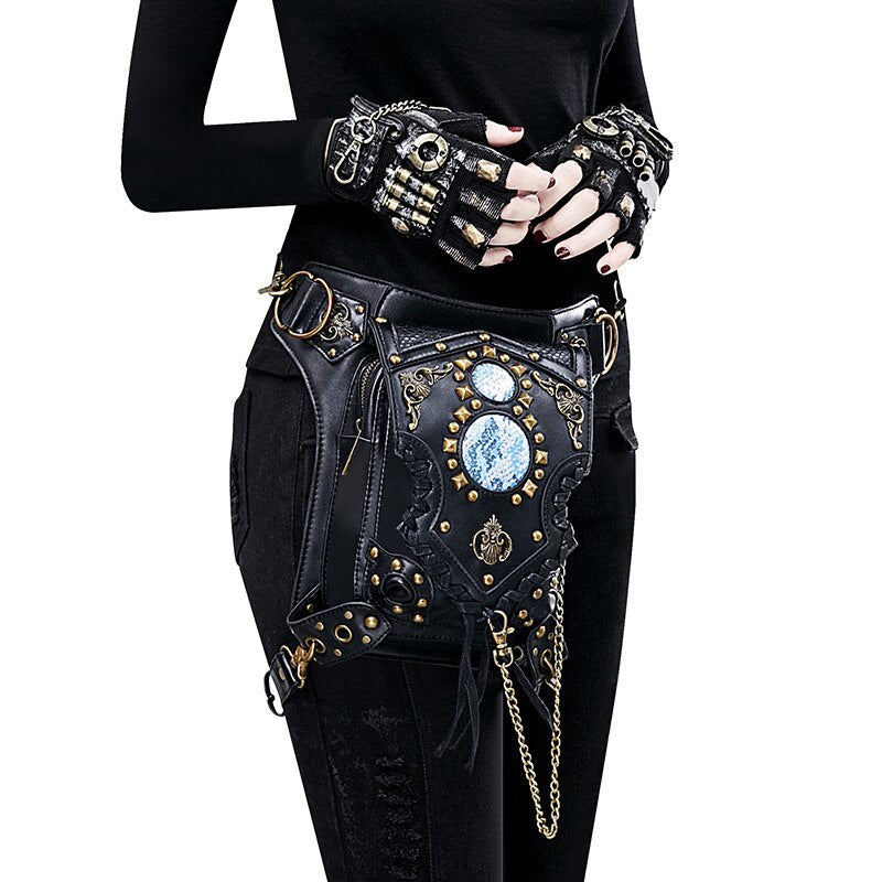 Lady Pockets Waistbag Messenger Bag Unisex Punk Mujer Femme Women Hiking Waist Bag Men's High Quality PU Leather Travel Leg Bag