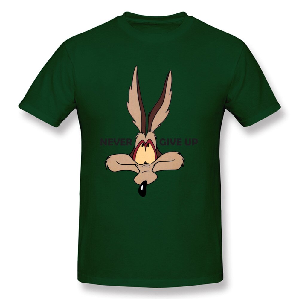 Fox Tops Wolf Tees Men Green Tshirt Coyote Never Give Up Funny T Shirt Latest Cartoon Print T-shirts Cotton Team Clothes Custom