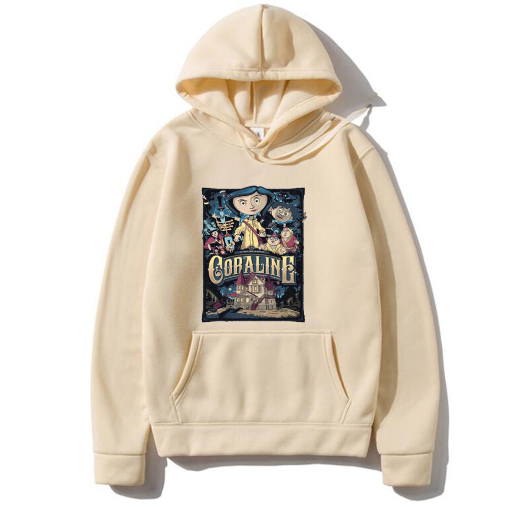 Tim Burton Neil Gaiman Nightmare Before Christmas Goth Dark Men Women Hoodie Coraline Print Hoodies Fashion Sweatshirt Swag