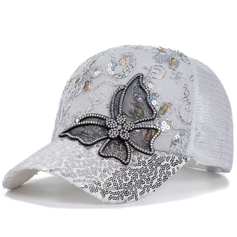 New Fashion Women's Cap Butterfly Flower Pendant Baseball Cap Female Outdoor Adjustable Streetwear Summer Trucker Hat