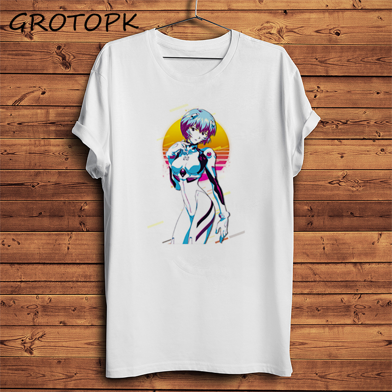 JAPAN anime Rei Ayanami Evangelion funny t shirt men new White casual short sleeve tshirt homme manga unisex streetwear t-shirt