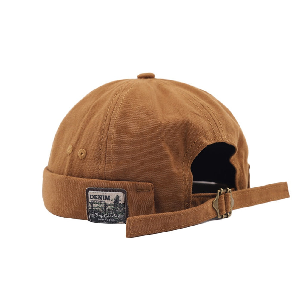 Men Women Retro Dome Melon Brimless Beanie Cap Unisex Skullcap Sailor Cotton Mechanic Trendy Color Elastic Panels Docker Hat
