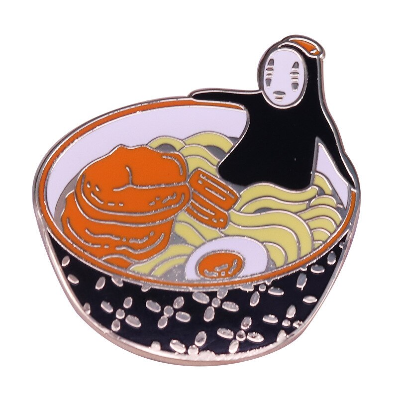 Faceless Male Brooch in Ramen Bowl Fantasy Adventure Anime Inspiration Badge