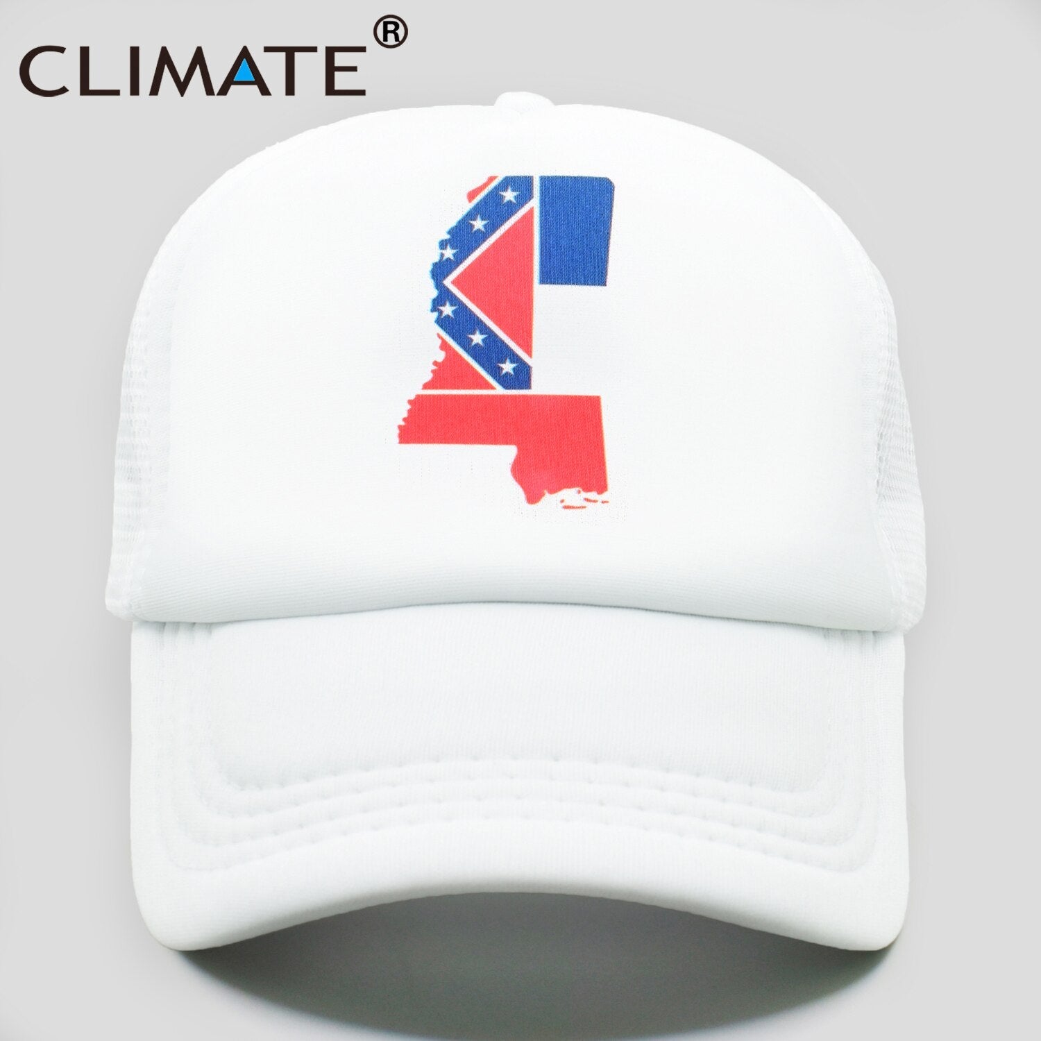 CLIMATE State of Mississippi Flag Trucker Cap Hat Mississippi Map Jackson City MS Mesh Cap HipHop Hat for Men Women Youth