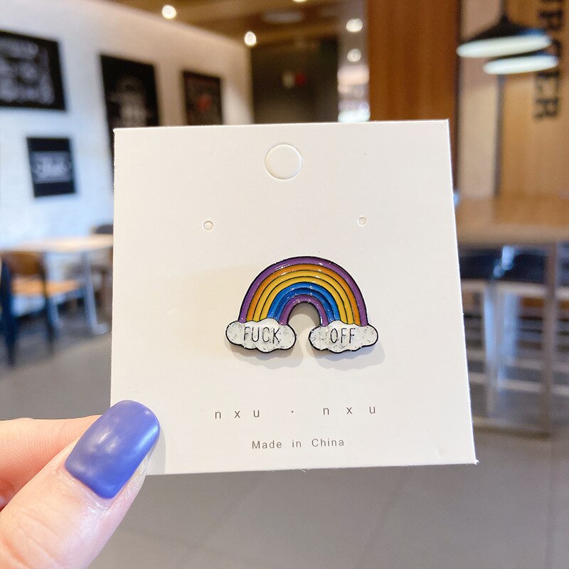 Fashion Rainbow Enamel Pin Cartoon Cute Fruits Food Animal Astronaut Brooches Lapel Badge Bag Jewelry Gift for Friends Wholesale
