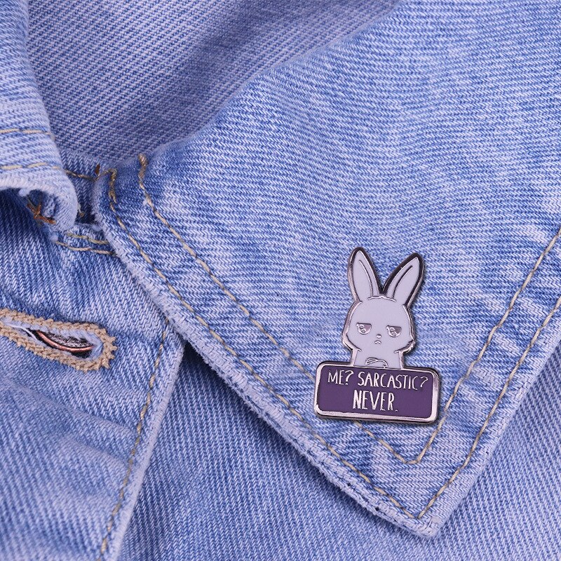 Me? Satire? There has never been a rabbit brooch cute feminist badge funny ironic rabbit gift