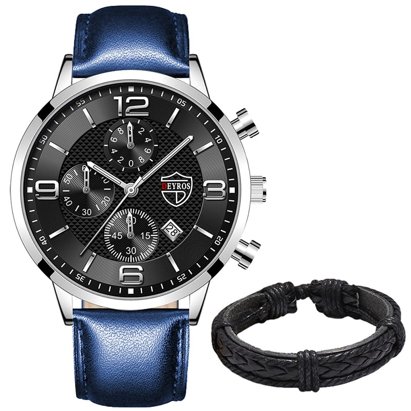 Fashion Brand Men's Watches Luxury Men Leather Quartz WristWatch  Leather Bracelet Watch Sports Casual Male Luminous Clock