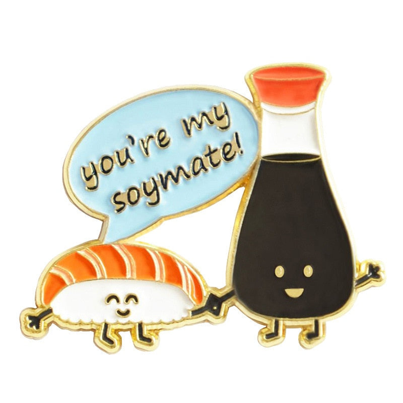 Cute cartoon salmon sushi brooch kawaii food badge