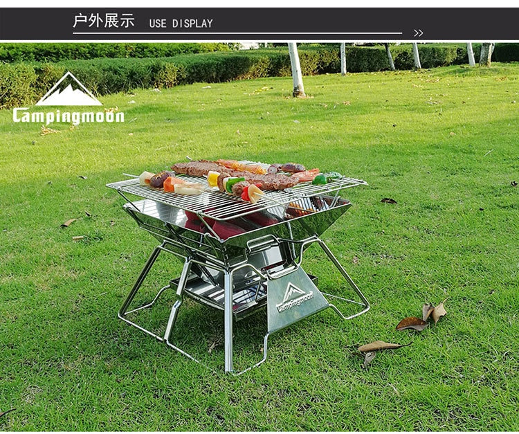 Portable Folding BBQ Grill Stove Campingmoon MT-2 Camping Barbecue Stove 34x35cm